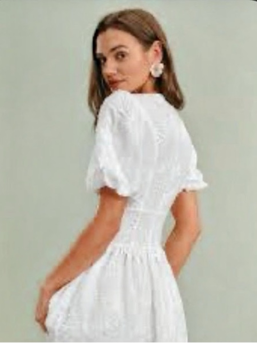 Trovata Birds of Paradise White Embroidered V-Neck Mini Dress